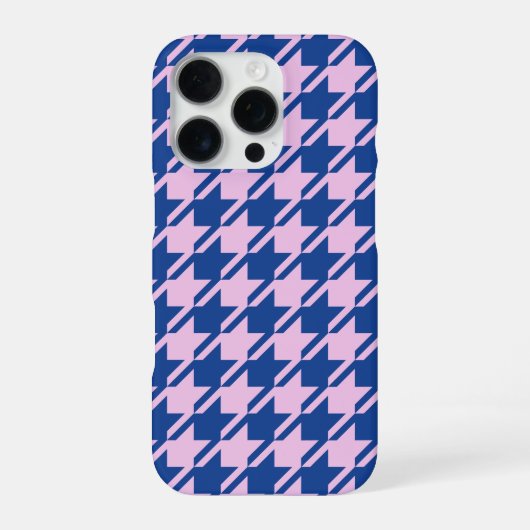 Houndstooth Roze + Blauw Patroon iPhone Hoesje (Achterkant)