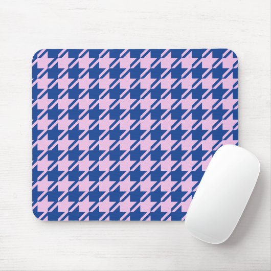 Houndstooth Roze + Blauw Patroon Muismat (Met muis)