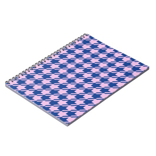 Houndstooth Roze + Blauw Patroon Notitieboek (Linkerzijde)