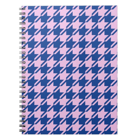 Houndstooth Roze + Blauw Patroon Notitieboek (Voorkant)
