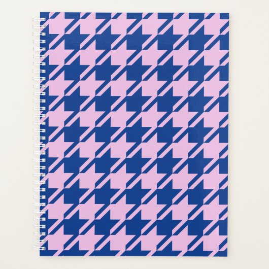Houndstooth Roze + Blauw Patroon Planner (Voorkant)