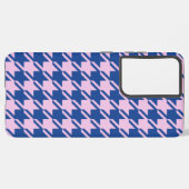 Houndstooth Roze + Blauw Patroon Samsung Galaxy Hoesje (Achterkant horizontaal)