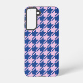 Houndstooth Roze + Blauw Patroon Samsung Galaxy Hoesje (Achterkant)