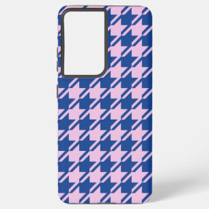 Houndstooth Roze + Blauw Patroon Samsung Galaxy Hoesje