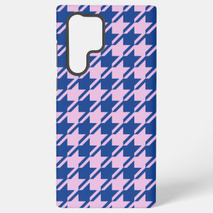 Houndstooth Roze + Blauw Patroon Samsung Galaxy Hoesje