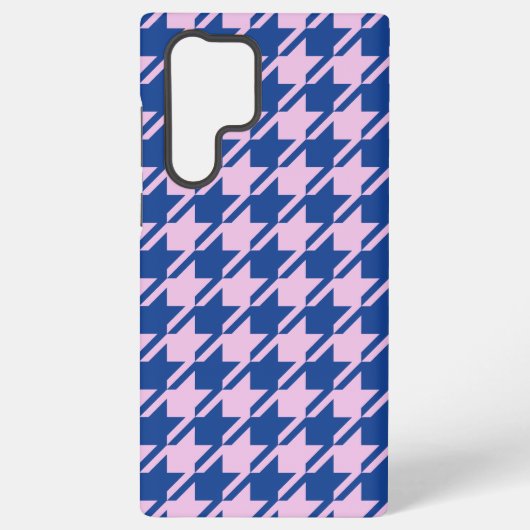 Houndstooth Roze + Blauw Patroon Samsung Galaxy Hoesje (Achterkant)