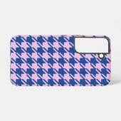Houndstooth Roze + Blauw Patroon Samsung Galaxy Hoesje (Achterkant horizontaal)