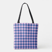Houndstooth Roze + Blauw Patroon Tote Bag (Achterkant)