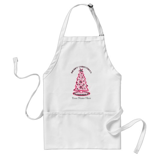 Houndstooth & Roze kerstboom Apron Standaard Schort (Voorkant)