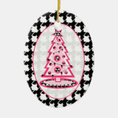 Houndstooth & Roze kerstboom Keramisch Ornament (Voorkant)