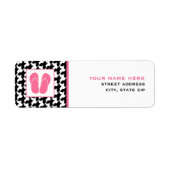 Houndstooth & roze Teenslippers Etiket (Voorkant)