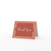 Houndstooth Rustiek Sinaasappel Bedankt Notecard