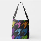 Houndstooth: ruwe canvas imitatie. crossbody tas (Voorkant)