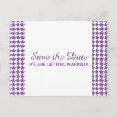 Houndstooth Save the Date Briefkaart, Paars Aankondigingskaart (Voorkant)
