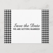 Houndstooth Save the Date Briefkaart, zwart Aankondigingskaart (Voorkant)