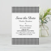 Houndstooth Save the Date Invite, Black Kaart (Staand voorkant)