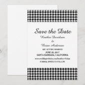 Houndstooth Save the Date Invite, Black Kaart (Voorkant / Achterkant)