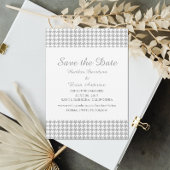 Houndstooth Save the Date Invite, Grey Kaart