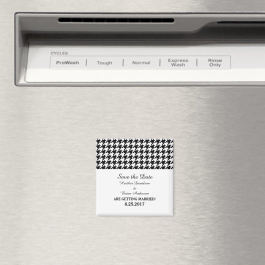 Houndstooth Save the Date Magnet, Black Magneet (Insitu (Vaatwasser))