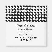Houndstooth Save the Date Magnet, Black Magneet (Voorkant)