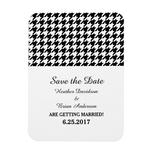 Houndstooth Save the Date Magnet, Black Magneet (Verticaal)