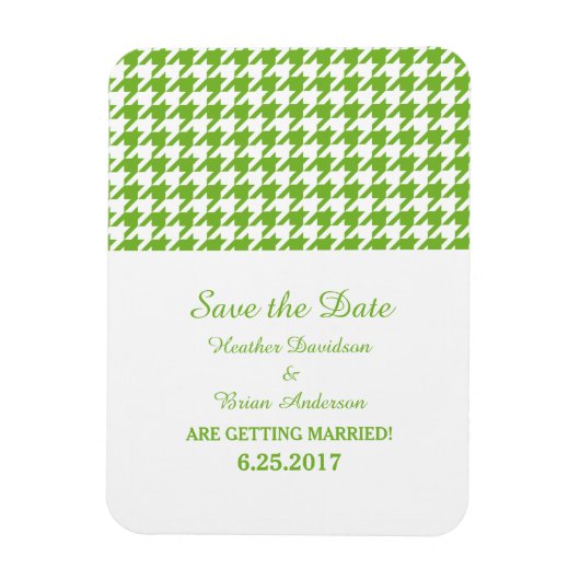 Houndstooth Save the Date Magnet, Green Magneet (Verticaal)