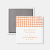 Houndstooth Save the Date Magnet, Oranje Magneet (Voorkant / Achterkant)