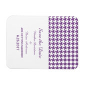 Houndstooth Save the Date Magnet, Paars Magneet (Horizontaal)