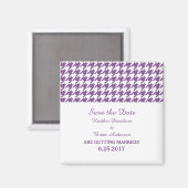 Houndstooth Save the Date Magnet, Paars Magneet (Voorkant / Achterkant)