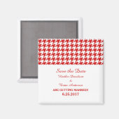 Houndstooth Save the Date Magnet, Red Magneet (Voorkant / Achterkant)