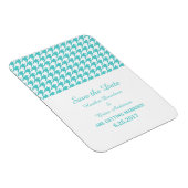 Houndstooth Save the Date Magnet, Turquoise Magneet (Rechterzijde)