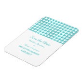 Houndstooth Save the Date Magnet, Turquoise Magneet (Linkerzijde)