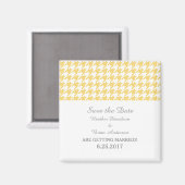 Houndstooth Save the Date Magnet, Yellow Magneet (Voorkant / Achterkant)