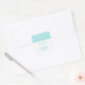 Houndstooth Save the Date Stickers, Turquoise Vierkante Sticker (Envelop)