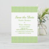 Houndstooth Save the Date Uitnodiging, Groen Kaart (Staand voorkant)