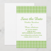 Houndstooth Save the Date Uitnodiging, Groen Kaart (Voorkant / Achterkant)