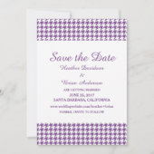 Houndstooth Save the Date-uitnodiging, paars Kaart (Voorkant)