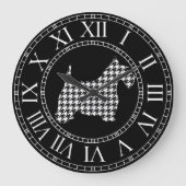 Houndstooth Scottie Dog Grote Klok (Voorkant)