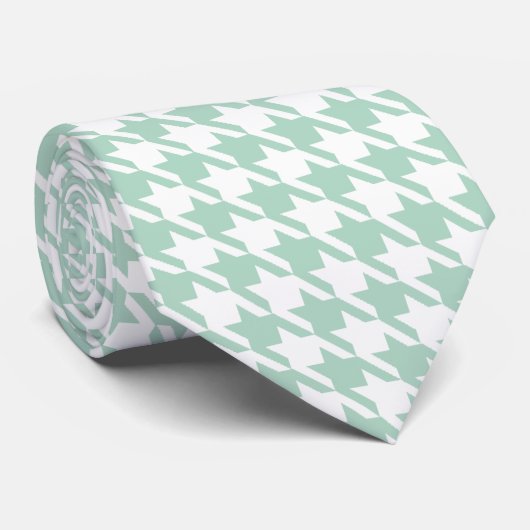 Houndstooth Seafoam en wit Stropdas (Opgerold)