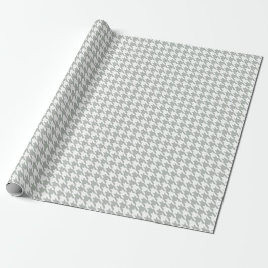 Houndstooth Silver Grey Wrapping Paper Cadeaupapier (Uitgerold)