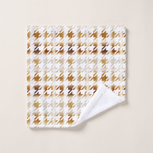 Houndstooth Soft Brown op White Pattern Bad Handdoek (Wasdoekje)