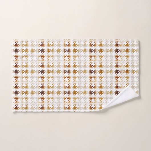 Houndstooth Soft Brown op White Pattern Bad Handdoek (Handdoek)