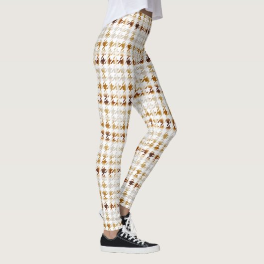 Houndstooth Soft Brown op White Pattern Leggings (Rechts)