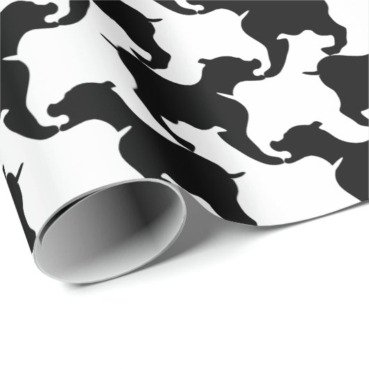 Houndstooth Style Tesselation Black Dog Silhouette Cadeaupapier (Rol Hoek)