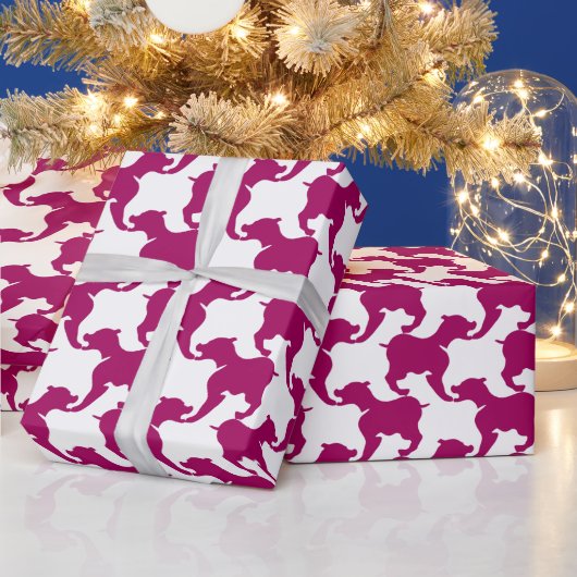 Houndstooth Style Tesselation Pink Dog Silhouette Cadeaupapier (Feestdagen)
