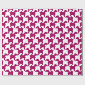 Houndstooth Style Tesselation Pink Dog Silhouette Cadeaupapier (Vlak)