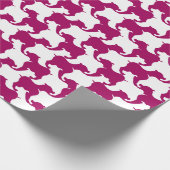 Houndstooth Style Tesselation Pink Dog Silhouette Cadeaupapier (Hoek)