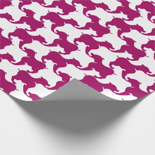 Houndstooth Style Tesselation Pink Dog Silhouette Cadeaupapier (Hoek)