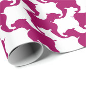 Houndstooth Style Tesselation Pink Dog Silhouette Cadeaupapier (Rol Hoek)