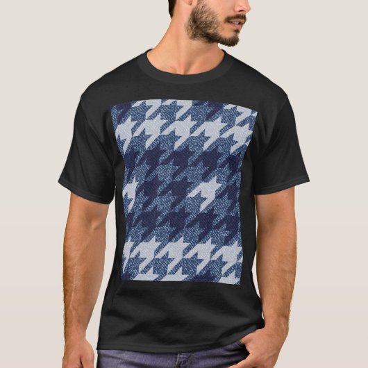 Houndstooth Tartan Jeans Achtergrond Ontwerp T-shirt (Voorkant)